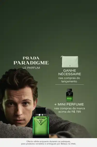 [Prada] Lançamento Paradigme Le Parfum | Ganhe Nécessaire nas compras do lançamento Paradigme Le Parfum + Mini Perfume nas compras da marca acima de R$799