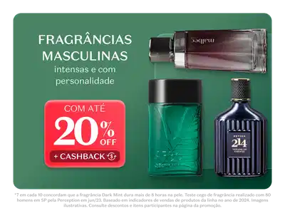 Seleção de perfumaria masculina com até 20% OFF