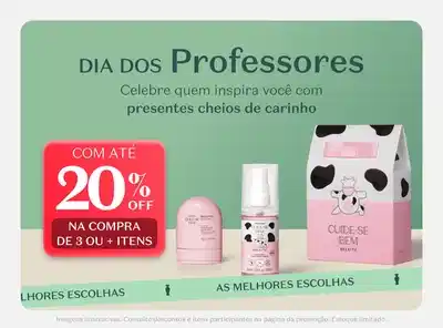 Dia dos Professores: Celebre quem inspira você com presentes cheios de carinho. Com até 20% de desconto na compra de 3 ou mais itens.