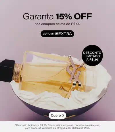Ganhe 15% OFF nas compras acima de R$99 (Tag: Desconto limitado em R$20) *Vendidos e entregues por Beleza na Web