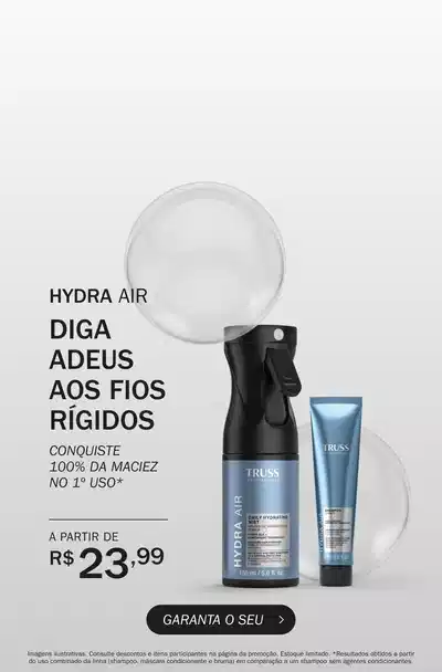 Hydra Air "Diga adeus aos fios rígidos" . O banner apresenta prdoutos da linha a partir de R$23,99