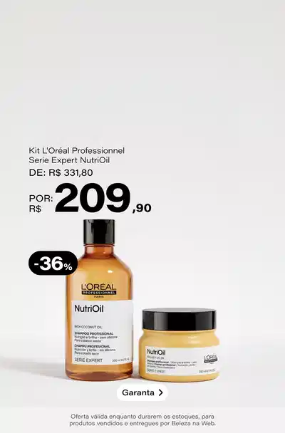 Kit L'Oréal Professionnel Serie Expert NutriOil Treatment (2 Produtos) De: R$ 331,8 Por: R$ 209,9 Selo: 36% OFF *Vendidos e entregues por Beleza na Web