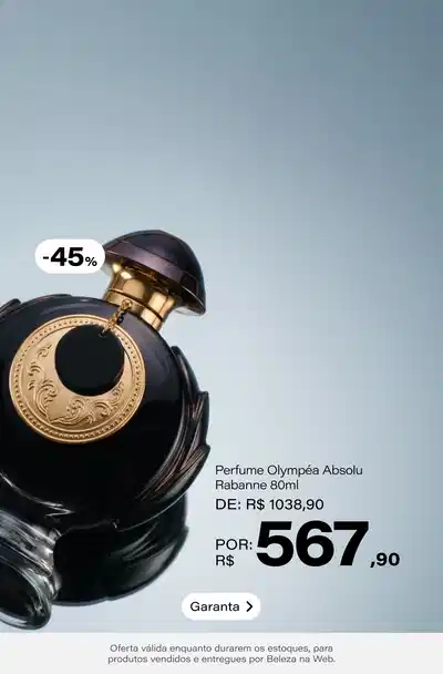 Olympéa Absolu Rabanne Parfum Intense - Perfume Feminino 80ml De: R$ 1038,9 Por: R$ 567,9 Selo: -45% OFF *Vendidos e entregues por Beleza na Web