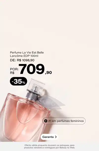 La Vie Est Belle Lancôme Eau De Parfum Refilável - Perfume Feminino 100ml De: R$ 1098,9 Por: R$ 709,9 Selo: 35% OFF *Vendidos e entregues por Beleza na Web