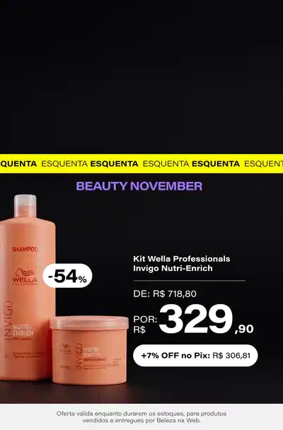 Kit Wella Professionals Invigo Nutri-Enrich Super Salon (2 Produtos) De: 718,8 Por: 329,90 Selo: 54% OFF (No Pix: R$ 306,81 - 7% OFF) *Vendidos e entregues por Beleza na Web