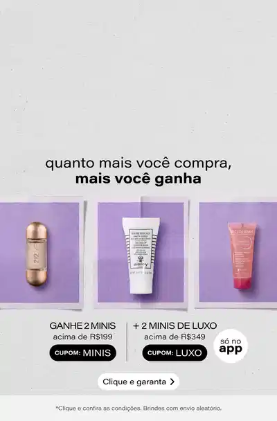 Trend Day das Miniaturas! Ganhe Dupla de Minis acima de R$199 + Dupla de Mini Luxo acima de R$349 só no App *Envio aleatório *Vendidos e entregues por Beleza na Web