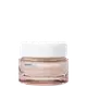 A imagem mostra um creme facial noturno em um frasco transparente de plástico com tampa branca, contendo um creme gel rosado.