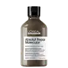 Shampoo da marca L'Oréal Professionnel Paris, com rótulo "Absolut Repair Molecular" e informações sobre o produto, incluindo "Peptides Bonder + 5 Amino Acids" e "Professional Shampoo".