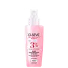 Frasco rosa com pulverizador branco da linha Elseve Glycolic Gloss da L'Oreal. Rótulo indica "Elixir Prolongador de Gloss" com 3% de complexo com ácido glicólico e filtro UV.