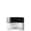 Frasco de creme para área dos olhos da marca SkinCeuticals, com rótulo branco e azul indicando "A.G.E. Advanced Eye Correct/Corriger". Embalagem preta com tampa preta, apresentando design minimalista e elegante.