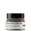 A imagem mostra a máscara capilar da marca L'Oréal Professionnel da linha Absolut Repair Molecular", indicada para reparar a estrutura molecular dos cabelos. O frasco é marrom com uma tampa preta e rótulo branco.