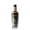 Frasco de óleo de perfume refinável da linha Chronologiste da Kérastase, com design elegante em tons de dourado e preto, destacando o logotipo da marca.