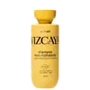 Frasco amarelo de shampoo Vizcaya Nutri-Hidratante, com 250 ml de volume, contendo óleos de argan, macadâmia e mirra, para cabelos ressecados e sem brilho.