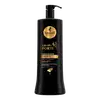 Condicionador da linha Cavalo Forte da marca Haskell. A embalagem é um frasco plástico preto com um rótulo dourado contendo o nome da linha "Cavalo Forte" e o logotipo da marca Haskell. O frasco possui um dispensador na parte superior.