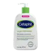 Frasco de loção hidratante da marca Cetaphil, com design moderno e cores verde e azul. Contém 473 ml e destaca-se o texto "Loção Hidratante" e "Pele sensível, normal a seca" na embalagem.