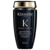 Frasco preto e dourado da linha Chronologiste da Kérastase, contendo um shampoo revitalizante para cabelos e couro cabeludo, com fórmula à base de abissina e ácido hialurônico.