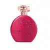 Imagem do clássico e elegante vidro da marca Floratta Flores Secretas na cor rosa vibrante, borrifador prateado e tampa transparente. A superfície traz o nome da fragrância e flores em relevo em tom de vermelho.