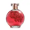 Vidro arredondado transparente com líquido vermelho, florais em relevo e letras na cor vinho, borrifador dourado e tampa cristal contendo 75ml de desodorante colônia Floratta Red Blossom.