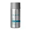 Frasco de item de perfumaria da marca Clash, em formato cilíndrico prateado, com informações impressas em azul com destaque para o texto "refil".