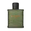 Frasco retangular em tom de verde oliva com tampa texturizada preta e letras laranjas contendo 100ml de desodorante colônia Uomini Spirit.