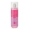 Frasco transparente com líquido rosa, pulverizador prateado, tampa transparente e rótulo rosa e lilás com ilustração de cerejas contendo 200ml de body splash Cuide-se Bem Cereja Livre.