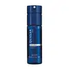 Frasco azul marinho com letras amarelas e detalhe branco contendo 100ml de body spray desodorante da marca Quasar Blue.
