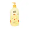 Frasco amarelo claro com ilustração de um passarinho amarelo com detalhes, tampa e bomba dosadora laranjas contendo 400ml de sabonete líquido de glicerina da marca Boti Baby.