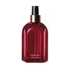 Vidro vermelho de tampa spray preta com detalhe e letras douradas contendo 250ml de aromatizador de ambientes Casa 214 Gardênia Imperial.