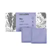 Caixa branca com faixa lilás e ilustrações na cor preta ao lado de dois sabonetes em barra quadrados na cor lilás da marca Nativa SPA Lilac, contendo 90g cada um.