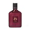 Vidro ondulado na cor vinho em formato quadrado com tampa preta e letras douradas no rótulo contendo 90ml de Eau de Parfum Botica 214 African Sunrise Fougére Amadeirado.