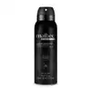 Imagem de frasco cilíndrico do desodorante antitranspirante aerossol Malbec Black Legend.  A embalagem é toda preta com válvula spray e rótulo escrito em letras prateadas. O recipiente tem 75g/125ml de produto.