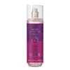Frasco transparente com líquido lilás em formato cilíndrico com rótulo roxo com amoras ilustradas contendo 200ml de body splash Cuide-se Bem Amoruda.