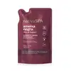 Imagem de embalagem refil de sabonete líquido perfumado da marca Nativa SPA, na cor vinho, com rótulo destacando o nome "Ameixa Negra" e informações sobre o óleo de quinoa na fórmula.