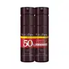 Dois frascos de item de perfumaria da marca Malbec, com embalagem marrom escura, rótulo vermelho e amarelo, exibindo oferta especial de compre 2 e ganhe 50% de desconto na segunda unidade.