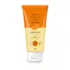 Imagem do frasco de gel de limpeza facial da marca Cuide-se Bem, com embalagem laranja e amarela, rótulo com texto "Tangerina" e informações sobre o produto em letras pretas. Ele contém 150g.