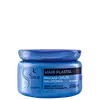 Frasco de máscara capilar hialurônica da marca Eudora, com embalagem azul e rótulo preto destacando o nome "Hair-plastia". O produto promete corrigir lesões do fio e hidratação tridimensional.
