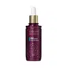 Embalagem em frasco de vidro roxo com conta-gotas dourado contendo sérum preenchedor de ácido hialurônico da linha Neo Dermo da marca Eudora, com informações sobre o produto em branco, dourado e azul impressas no rótulo.