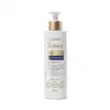 Frasco branco tipo pump com bomba dosadora, tampa dourada de 300 ml do shampoo Siàge Dermohair da Eudora, que promete reequilibrar o couro cabeludo e eliminar a caspa visível no primeiro uso.