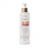 Frasco branco de shampoo da linha Siàge da Eudora, com tampa tipo pump com detalhes dourados e rótulo em doutra e rosa contendo informações sobre o produto, que promove resistência antiqueda e ancoragem capilar.