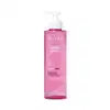 Frasco de gel de limpeza facial da marca Eudora, na cor rosa, com bomba dosadora branca. Rótulo com o nome "Niina Secrets" e informações sobre a tecnologia e ingredientes do produto.