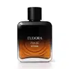 Frasco preto da marca Eudora, com rótulo em letras brancas exibindo o nome "Pulse Intense". O frasco possui tampa preta, com uma coloração laranja-acastanhada no interior do recipiente.