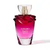 Frasco do desodorante colônia Eudora Magnific Pink Peônia, com design em formato de flor e coloração rosa vibrante, com rótulo destacado em dourado.