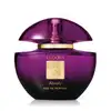 Frasco de perfume Eudora Absolu, com tampa em formato de cúpula, em tom roxo brilhante, com logotipo dourado. Rótulo indica tratar-se de um eau de parfum.
