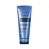 Frasco de condicionador Siàge Hair-Plastia, com embalagem tipo bisnaga nas cores azul e cinza, com tampa na parte inferior.O rótulo destaca a tecnologia Affinity 4D e a promessa de corrigir danos do fio e hidratar os cabelos. 200 ml.