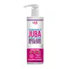 Embalagem plástica branca com bomba dosadora. Tem detalhes em rosa e azul, com o nome do produto "Encrespando a Juba" em letras grandes. Abaixo está descrito como "Creme de Pentear Modelador de Crespos" e as curvaturas 4A, 4B e 4C.