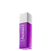 A imagem mostra um frasco retangular transparente de gel redutor de linhas cor roxo e tampa branca.