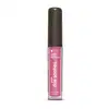 A imagem mostra um gloss labial em uma embalagem cilíndrica com a tampa preta e o tubo transparente permite ver o tom rosa brilhante do gloss e a marca Quem disse, Berenice? e a linha estampados no frasco.