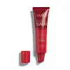 Tubo vermelho de hidratante labial da marca Vult com aplicador embutido. Rótulo em cores douradas com o texto Calda de Cereja em destaque. Embalagem com tampa vermelha, apresentando o nome do produto "Hidra Balm" em destaque.