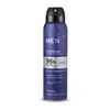 Tubo preto com rótulo azul marinho, prata e branco contendo 90g/150ml de desodorante antitranspirante aerossol da marca Men  Clinical Ultra Protect.