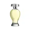 Vidro em formato curvilíneo com líquido bege, pulverizador prateado e tampa cristal contendo 100ml de desodorante colônia Boticollection Acqua Fresca.